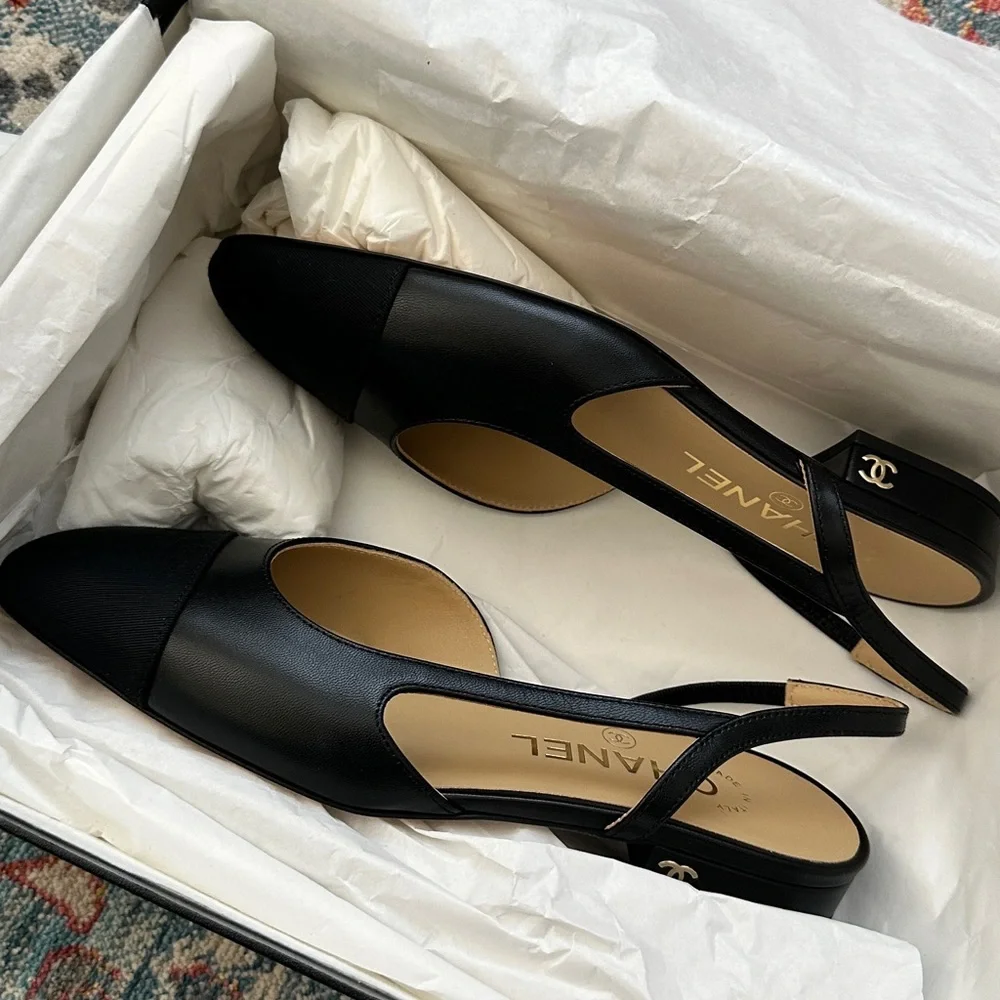 Chanel‎ coco flat sling backs